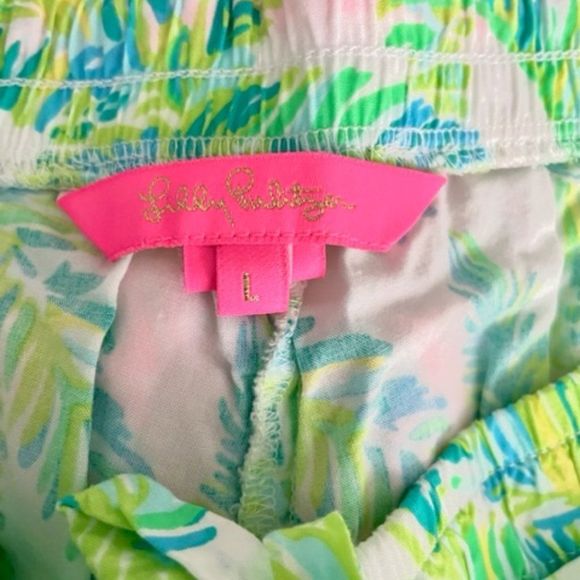 Lilly Pulitzer Pink Green Alligator Katia Shorts L - Picture 3 of 4